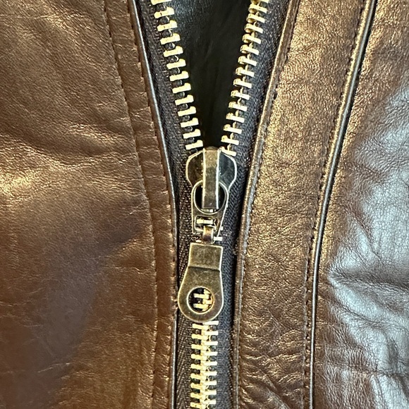 Vintage Men's Brown Leather Pilot Bomber Jacket with Shearling Lining - Picture 5 of 7